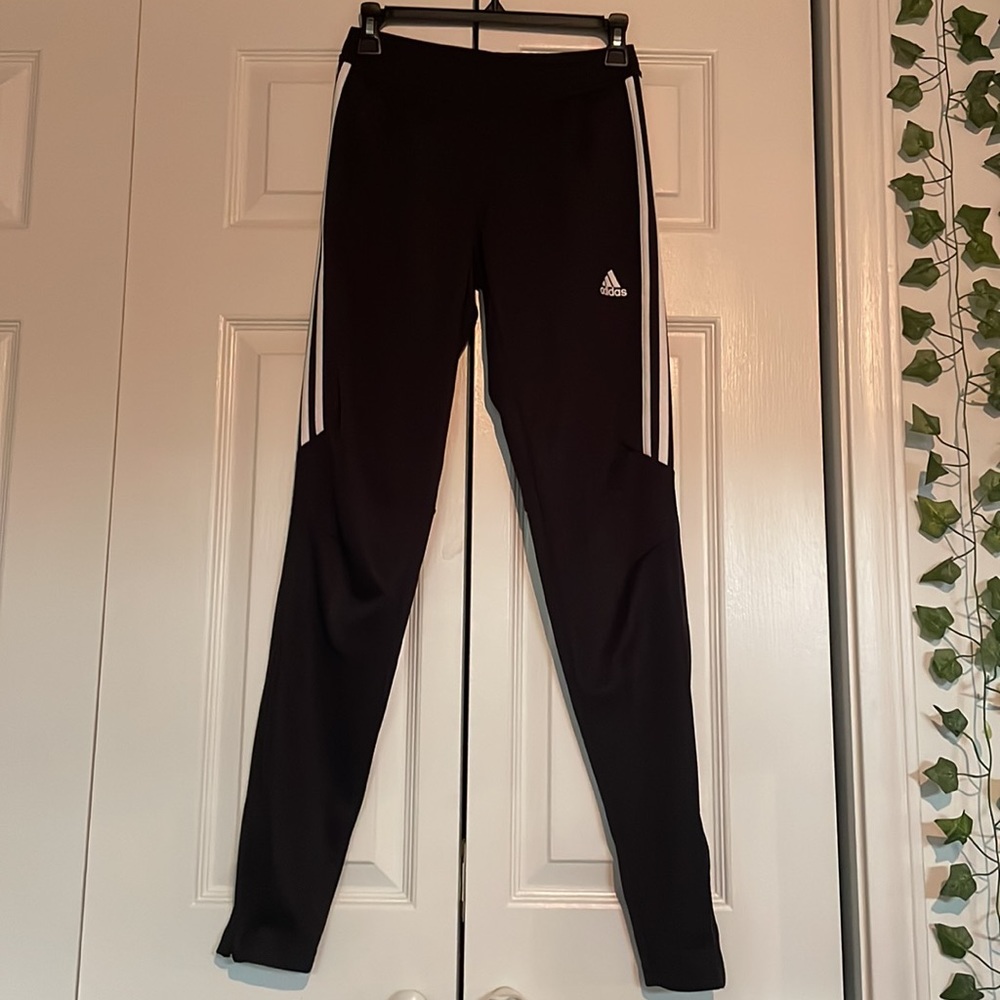 XS black adidas zip-up legged sweatpants